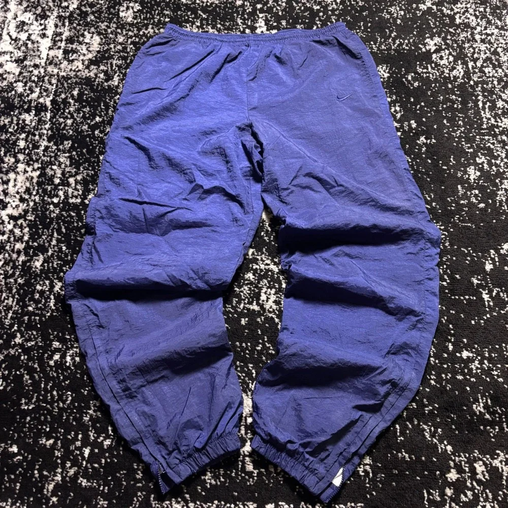 Vintage Nike Windbreaker Track Pants Blue Mesh Lined Nylon Joggers Mens Medium