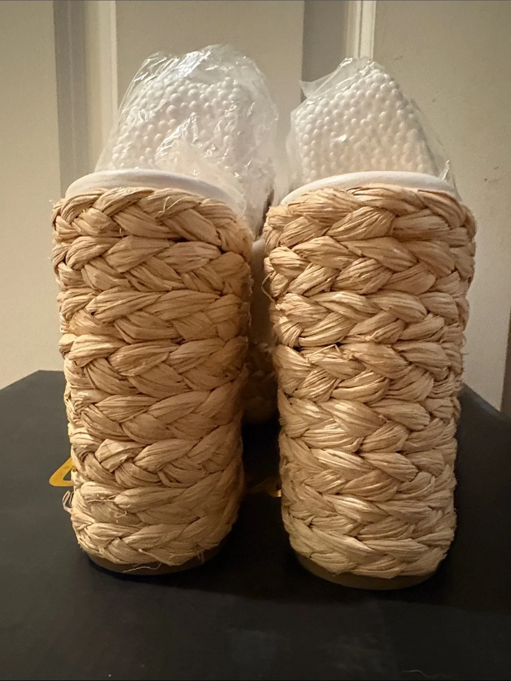 NWT White Platform Woven-wedges