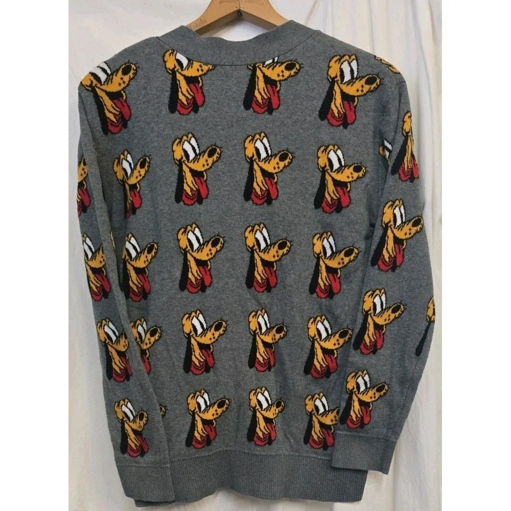 Disney Store Pluto Dog 90th Anniversary Varsity Grey Cardigan Adult