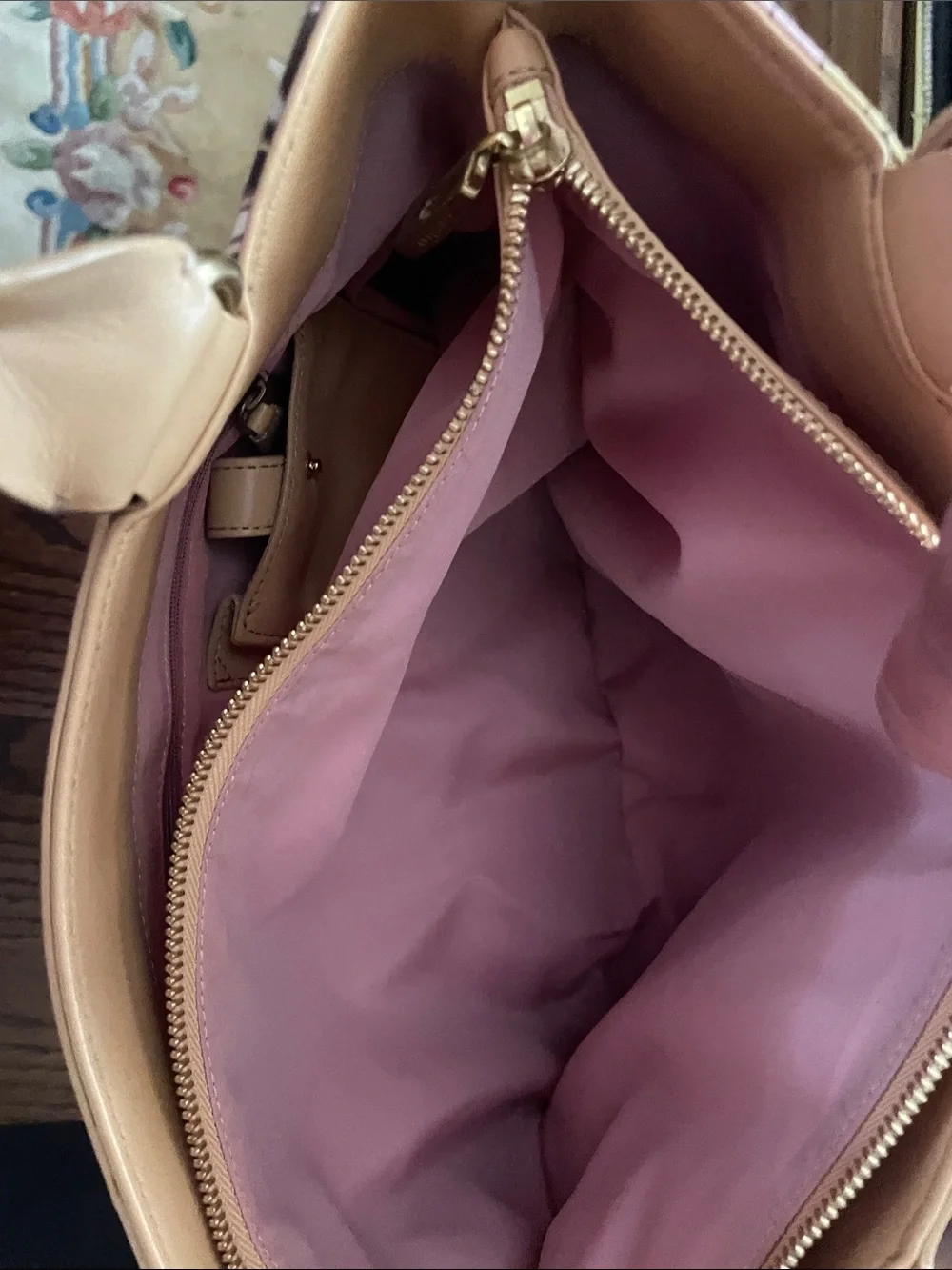 Cole Hasn Floral Pattern Bag with Beige Trim
