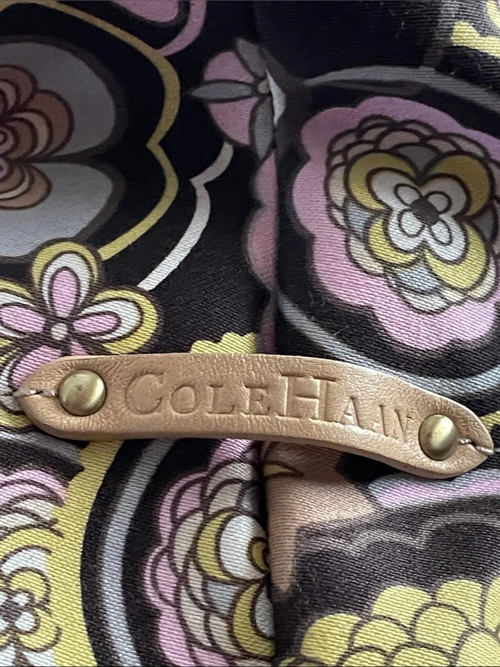 Cole Hasn Floral Pattern Bag with Beige Trim