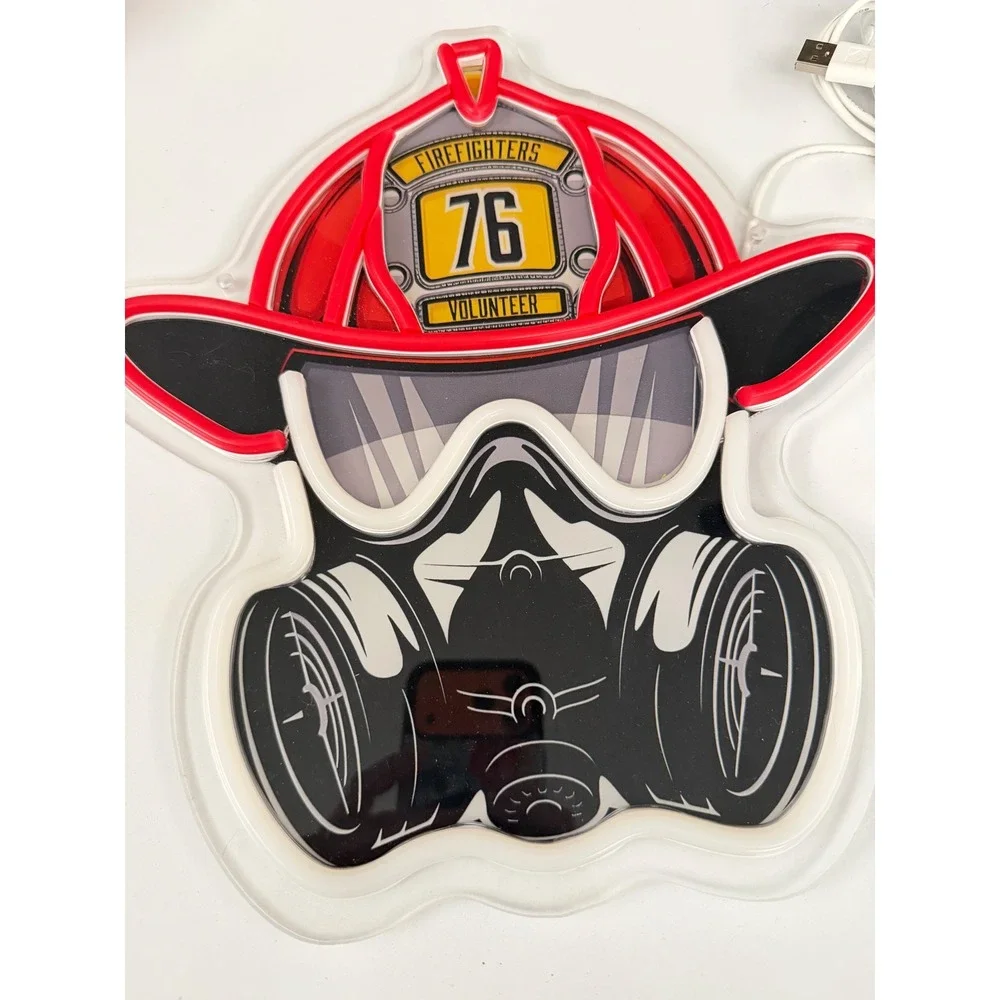 Volunteer Firefighter 76 LED Neon Sign USB Powered Wall Decor Light Red White