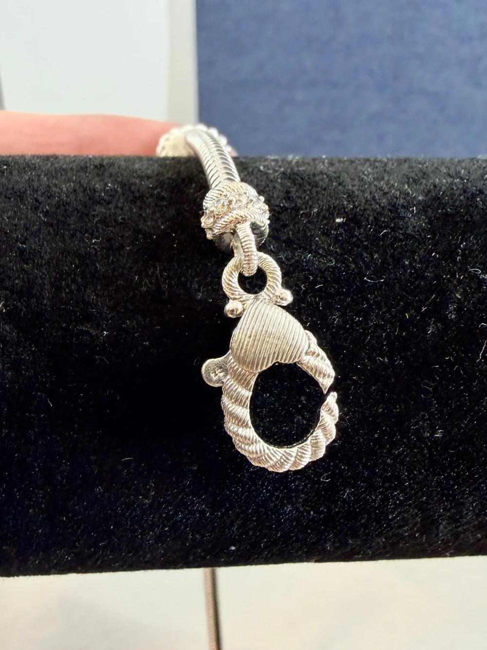 JUDITH RIPKA Sterling Silver Sparkling CZ Snake Charm Bracelet 2 Spacers; 7.5”