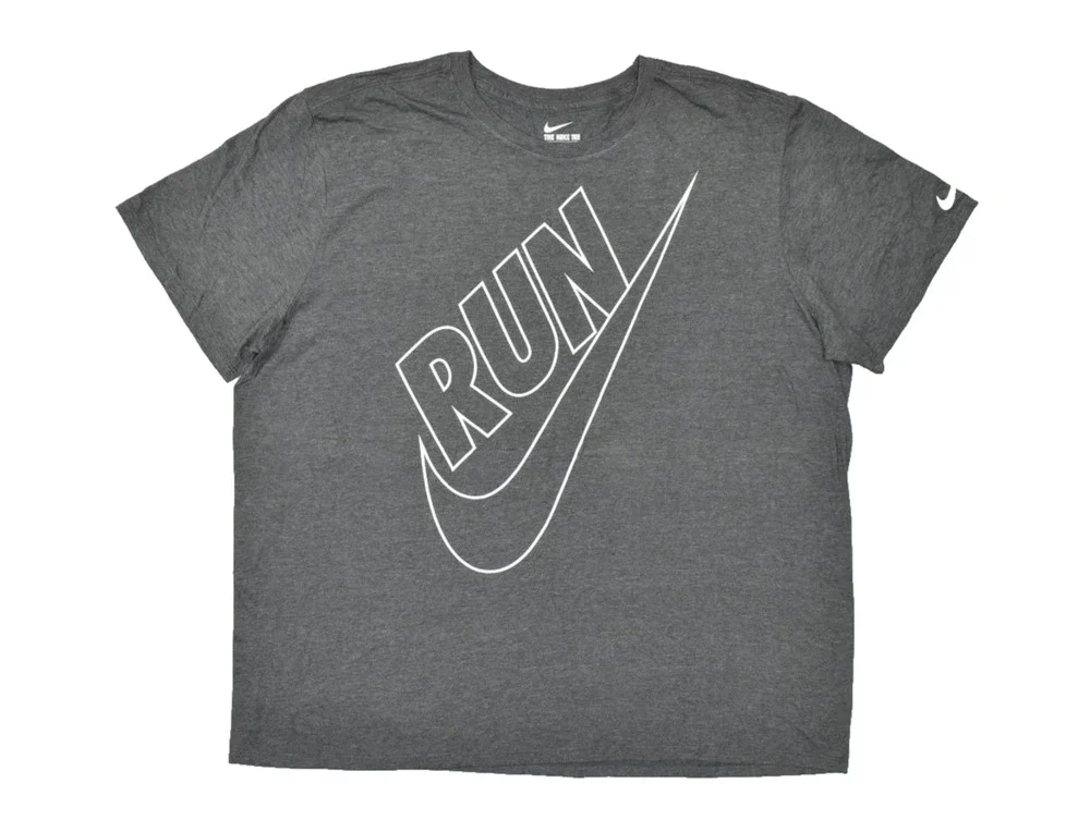Nike Run Swoosh Graphic Heather Gray Athletic Cut Training T-Shirt XXL