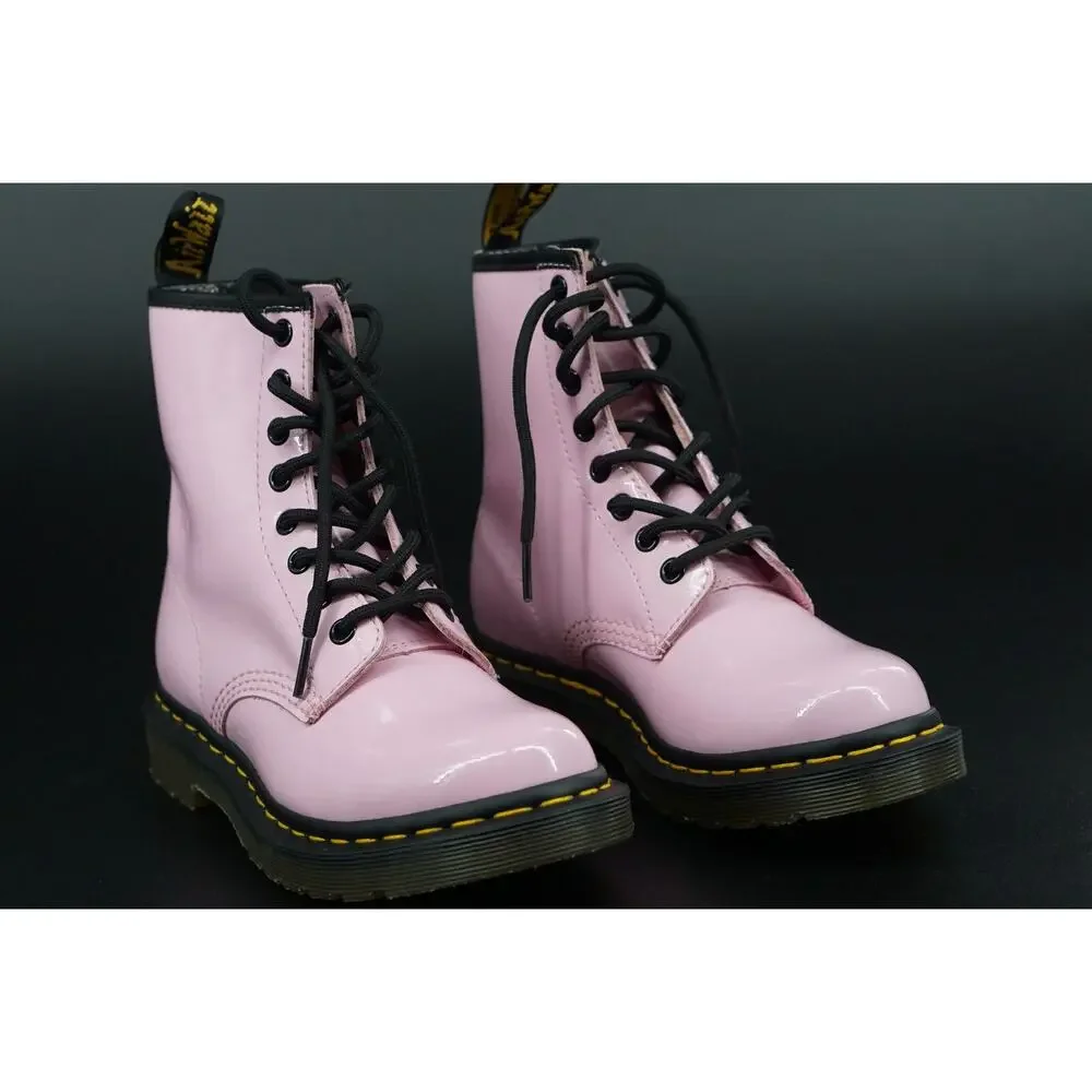 Doc Martens 1460 W combat ankle boots size 5 US laces Pink patent biker military