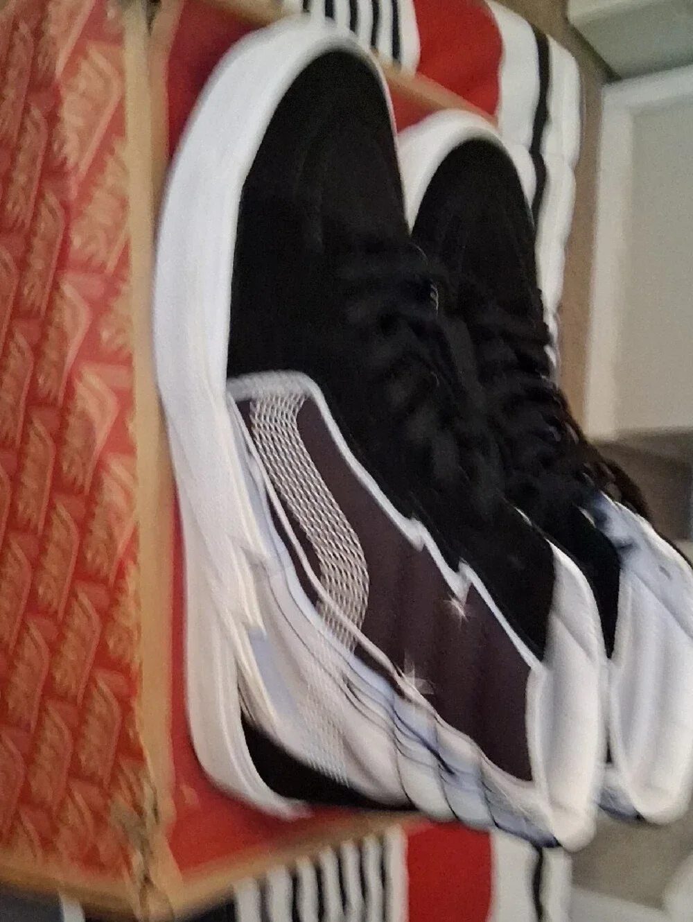 Vans Men’s Black and White High-Top Skate Sneakers