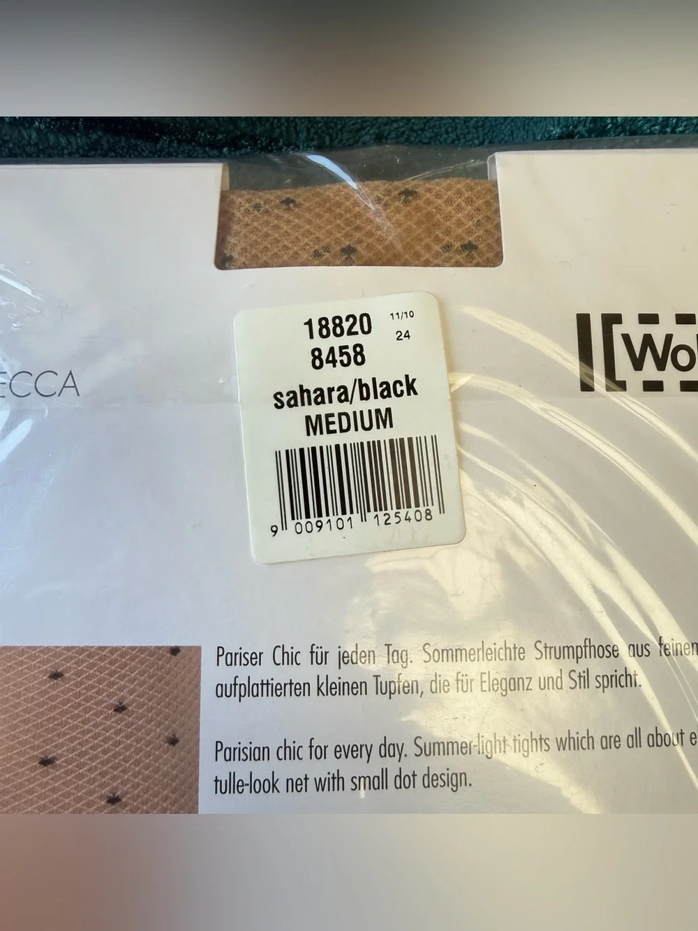 NWT Wolford Rebecca Polka Dot tights sahara / black size M