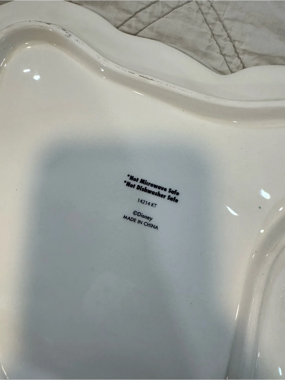 Disney White Ceramic Serving Dish with Black Marking