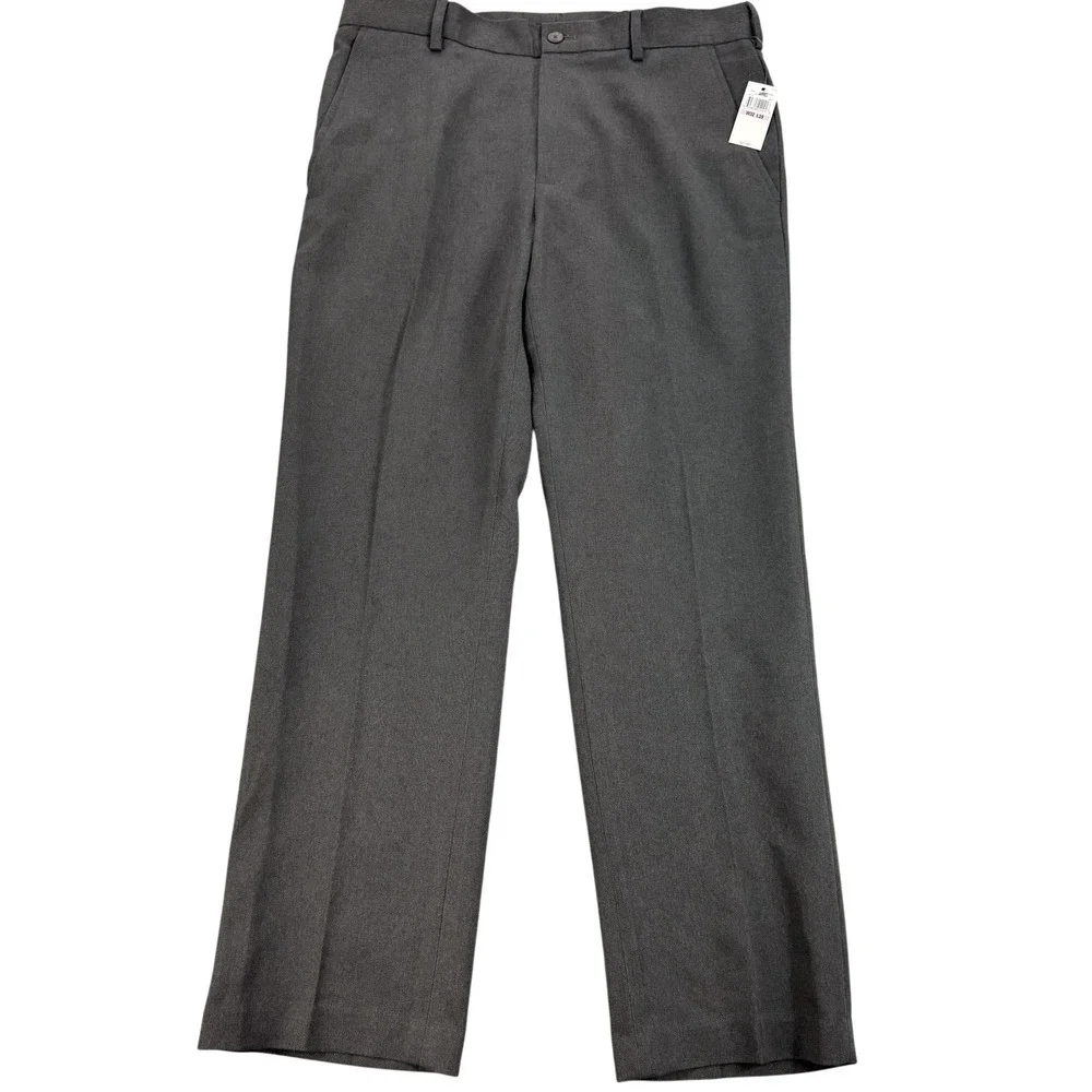 Van Heusen Traveler Dress Pants Mens 32x29 Gray Slim Premium Non Iron NEW $60