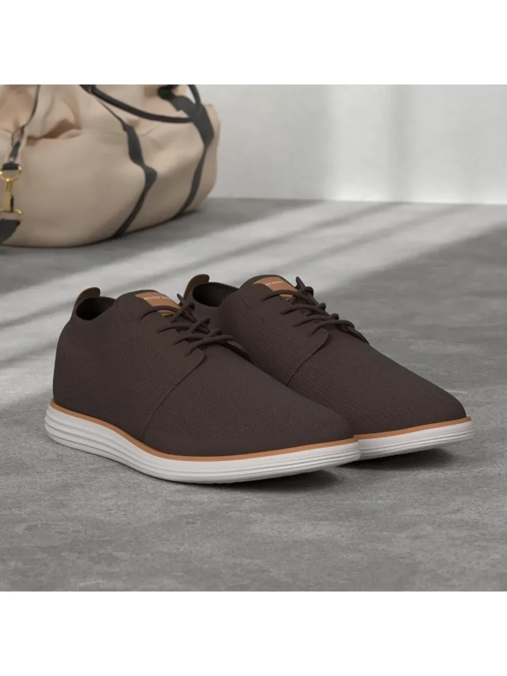 Bruno Marc Men's Brown Rubber Lace up Lightweight Casual Walking Sneakers