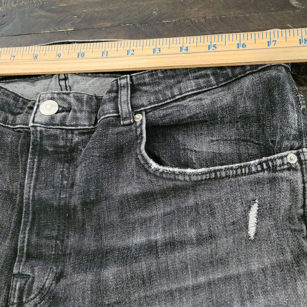 Zara Men’s Grey Acid Wash Skinny Jeans US 36 Distressed Slim Fit Streetwear