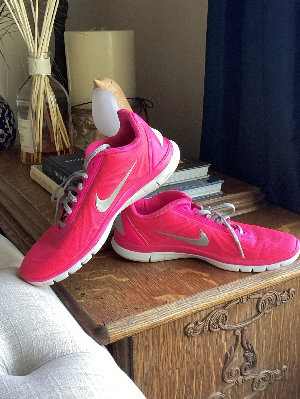 Nike Bright Pink Women’s Athletic Sneakers with Silver Swoosh