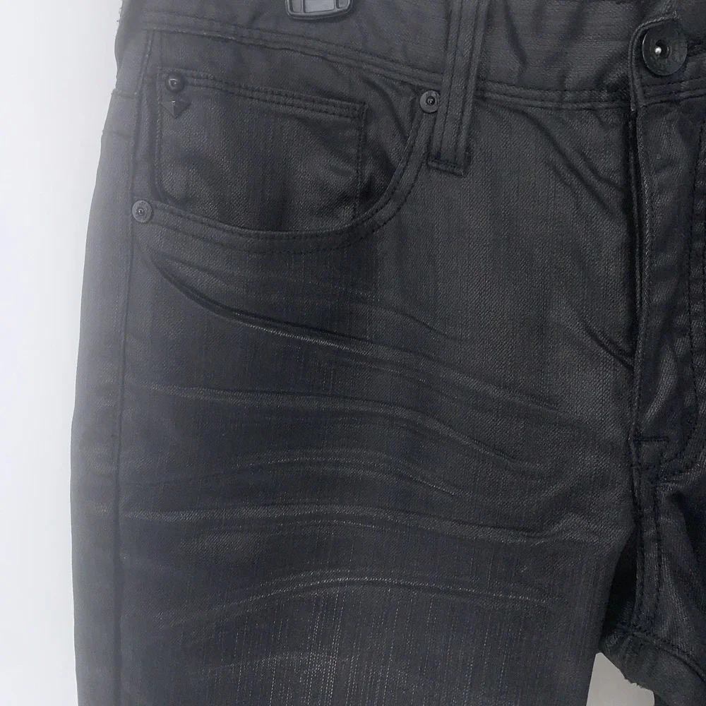 G By Guess Korbin Slim Fit Jeans Black Coated Denim Upscale Party Style 32x34
