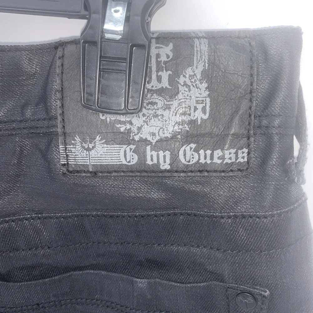 G By Guess Korbin Slim Fit Jeans Black Coated Denim Upscale Party Style 32x34