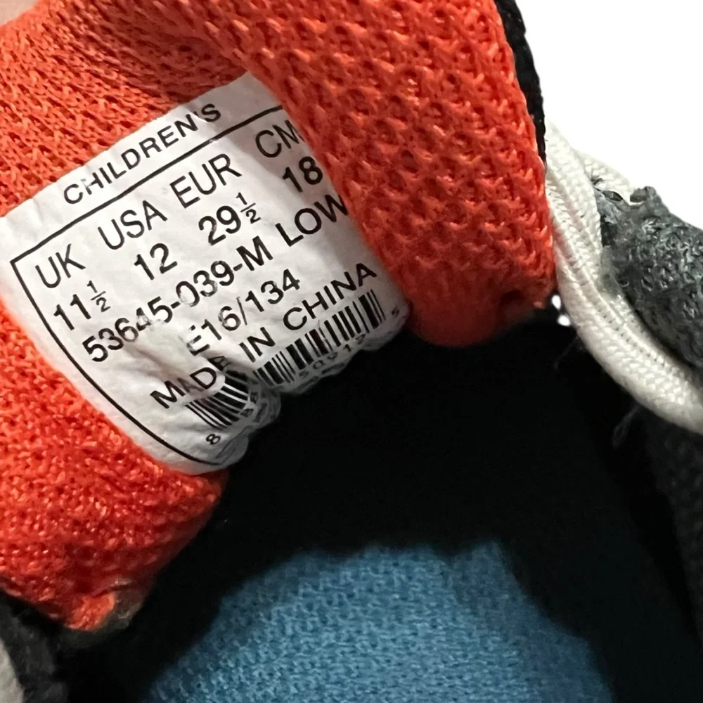 K-Swiss Sz 11.5 Kids' Black Grey & Orange Sneakers