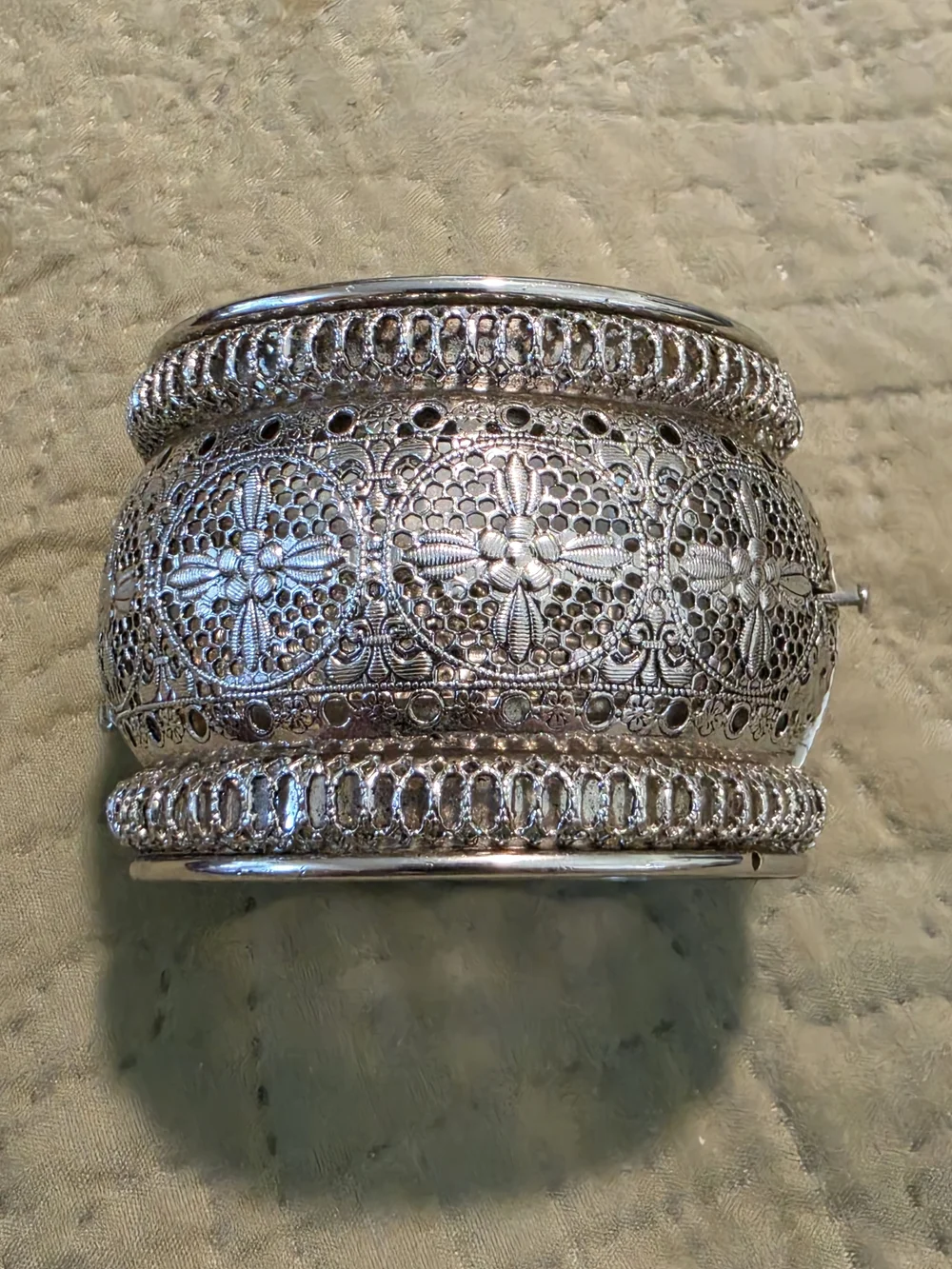 Vintage Intricate Filigree Silver-Tone Cuff Bracelet. Whiting & DAVIS