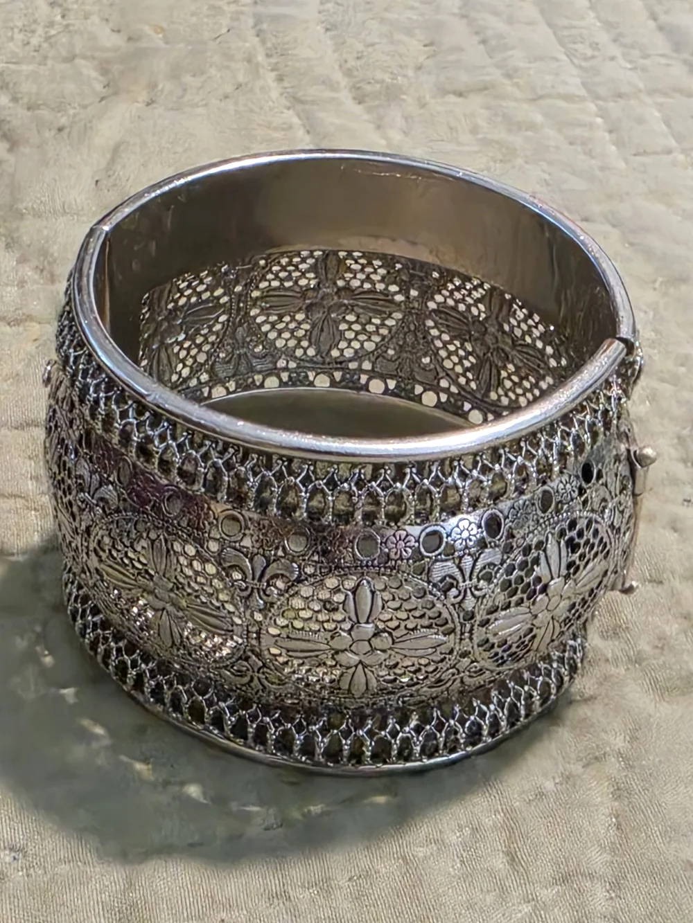 Vintage Intricate Filigree Silver-Tone Cuff Bracelet. Whiting & DAVIS