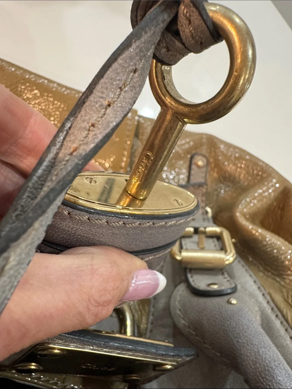 Chloe satchel shiny