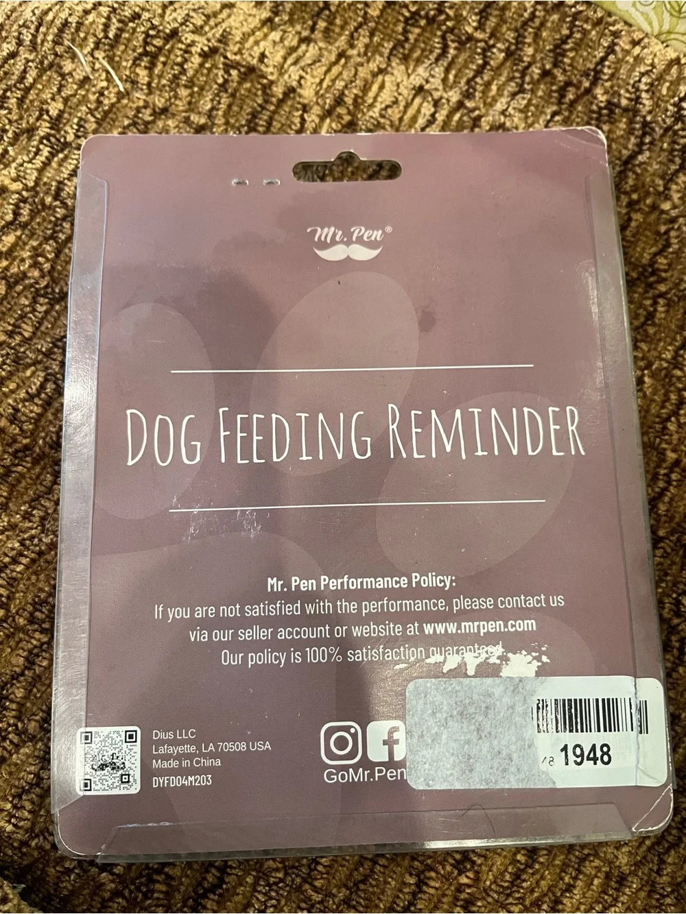 Beige Wooden Dog Feeding Reminder Board