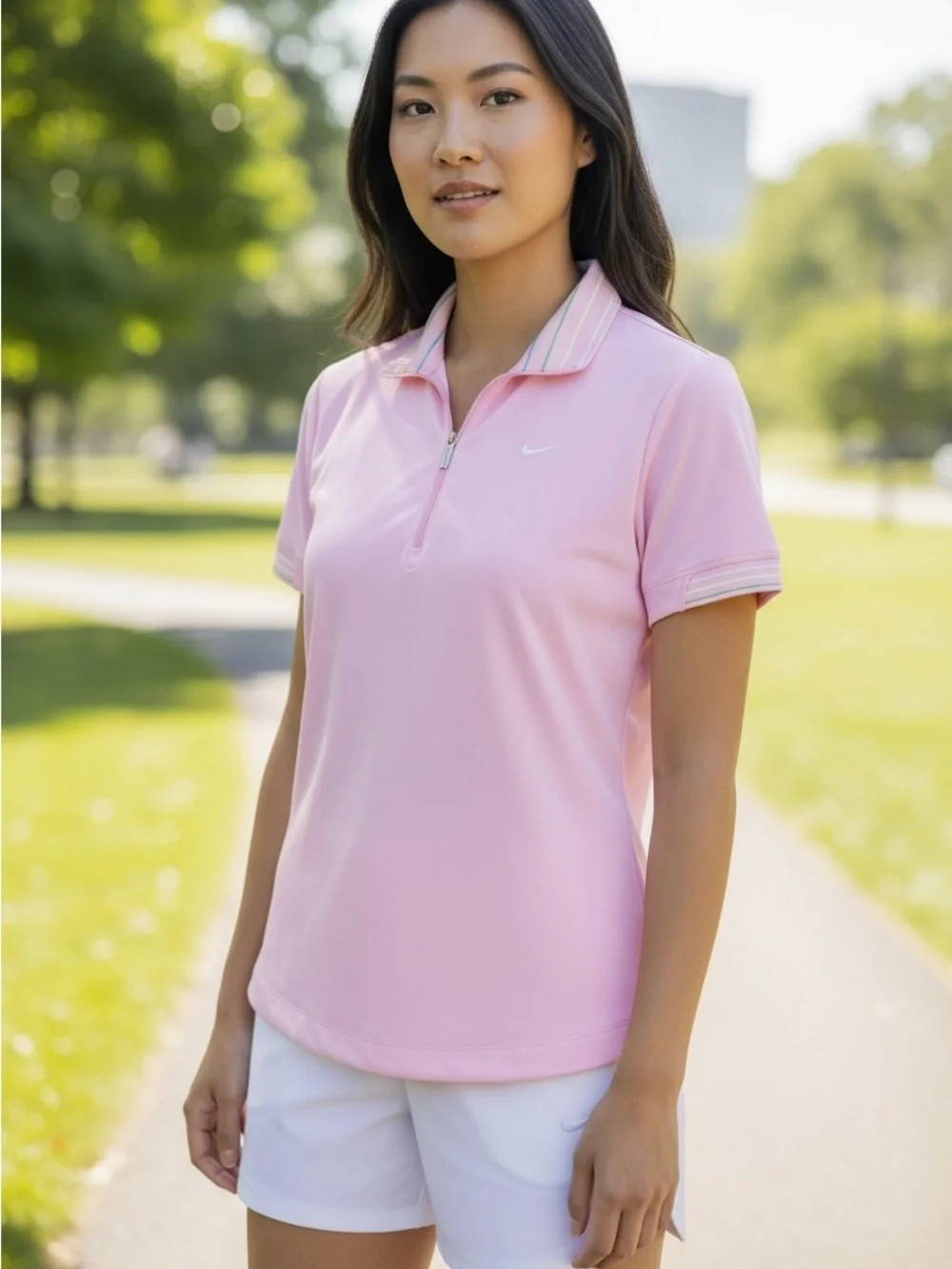 Nike Golf Pink 1/4 Zip Polo Womens Medium Athletic Fit Top Back to School