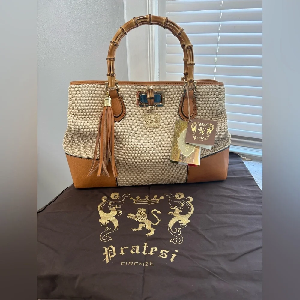 PRATESI Sarteano Shoulder Bag Bamboo Handle S291/PCE - Summer Brown