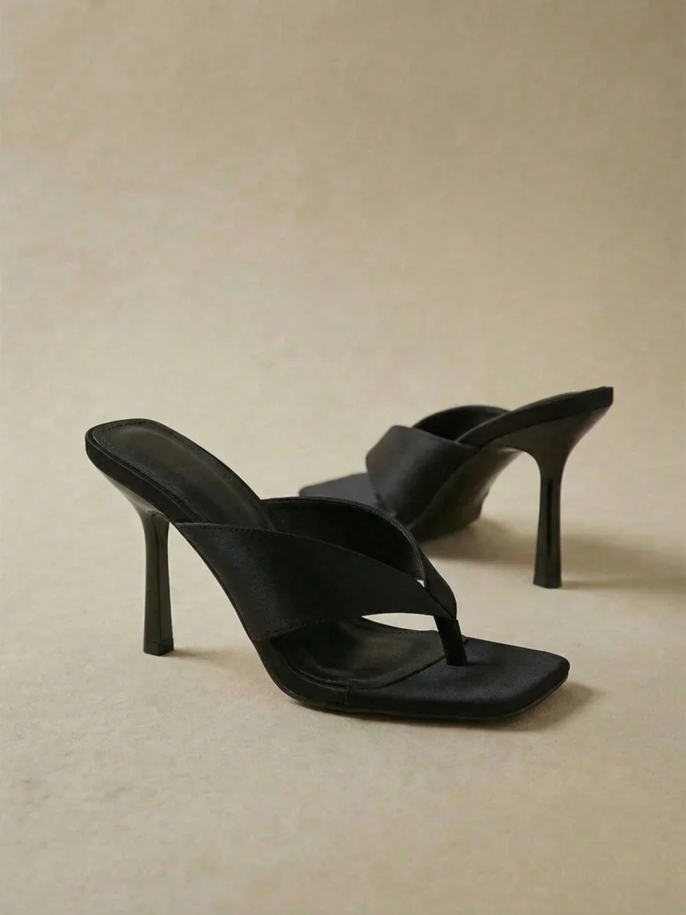 Black Casual Women's Minimalist High Heel Sandals