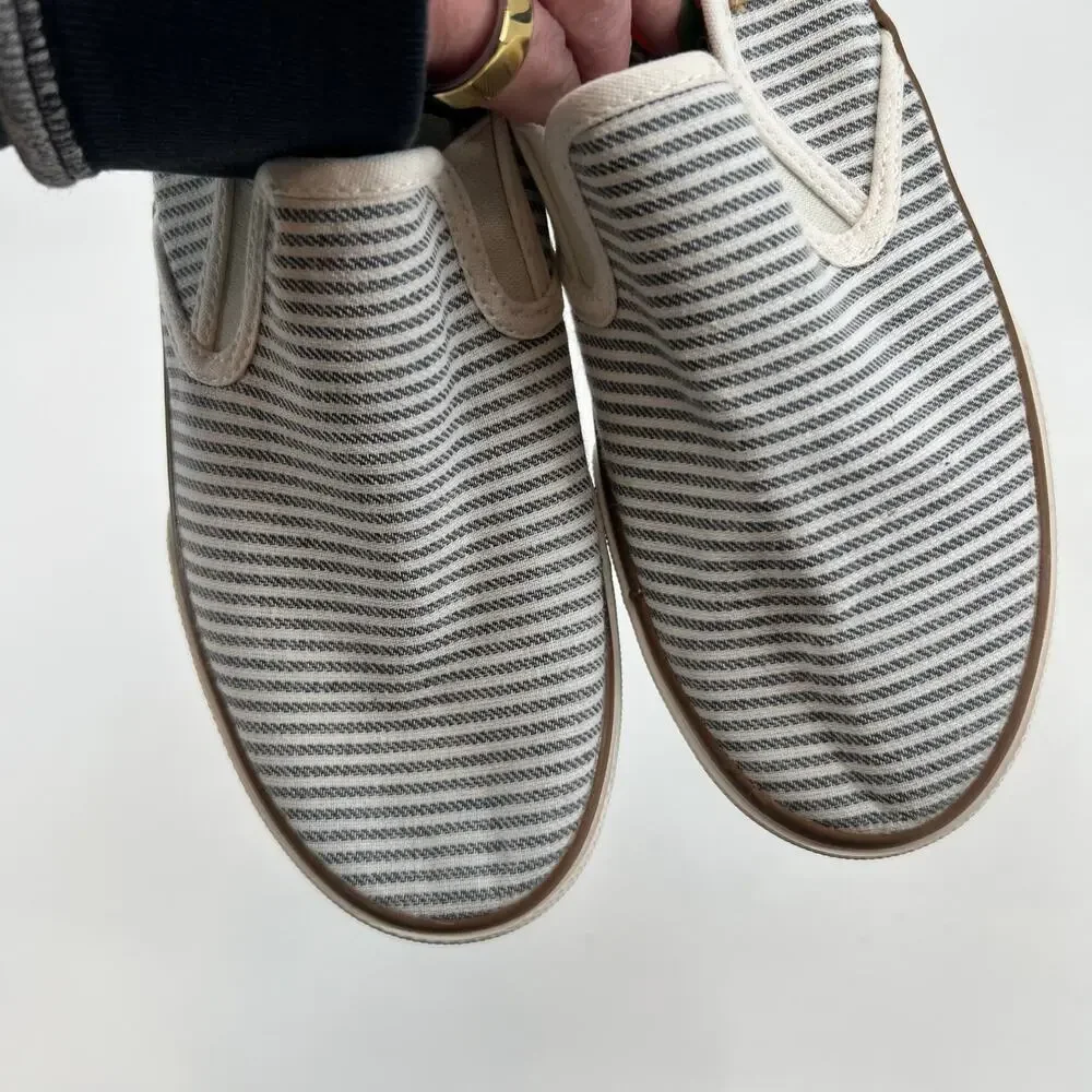 Tommy Bahama Shoes women’s 9.5 Sailor Slip On Gray White Stripe Canvas Casual