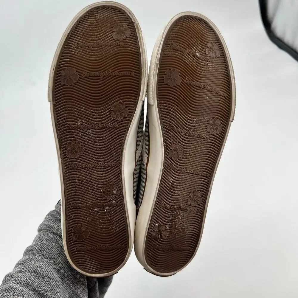 Tommy Bahama Shoes women’s 9.5 Sailor Slip On Gray White Stripe Canvas Casual