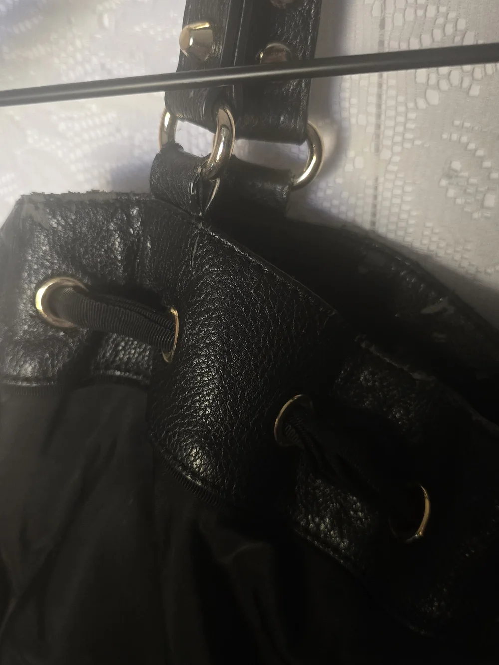 Vintage Juicy Couture Black Leather Tassel Bag Charm / Purse for Repair TLC READ