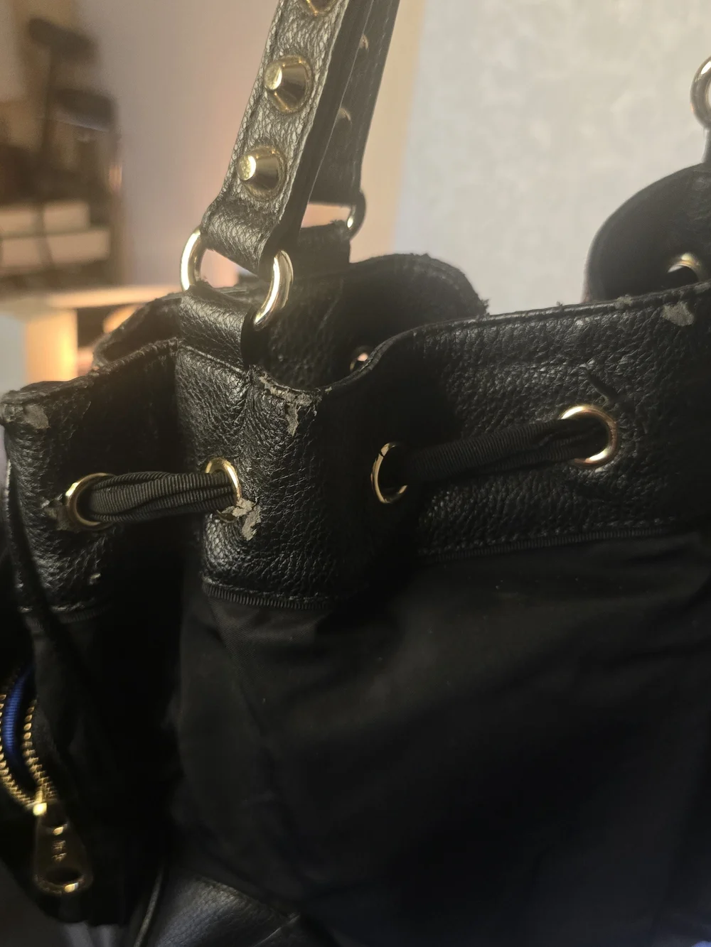 Vintage Juicy Couture Black Leather Tassel Bag Charm / Purse for Repair TLC READ
