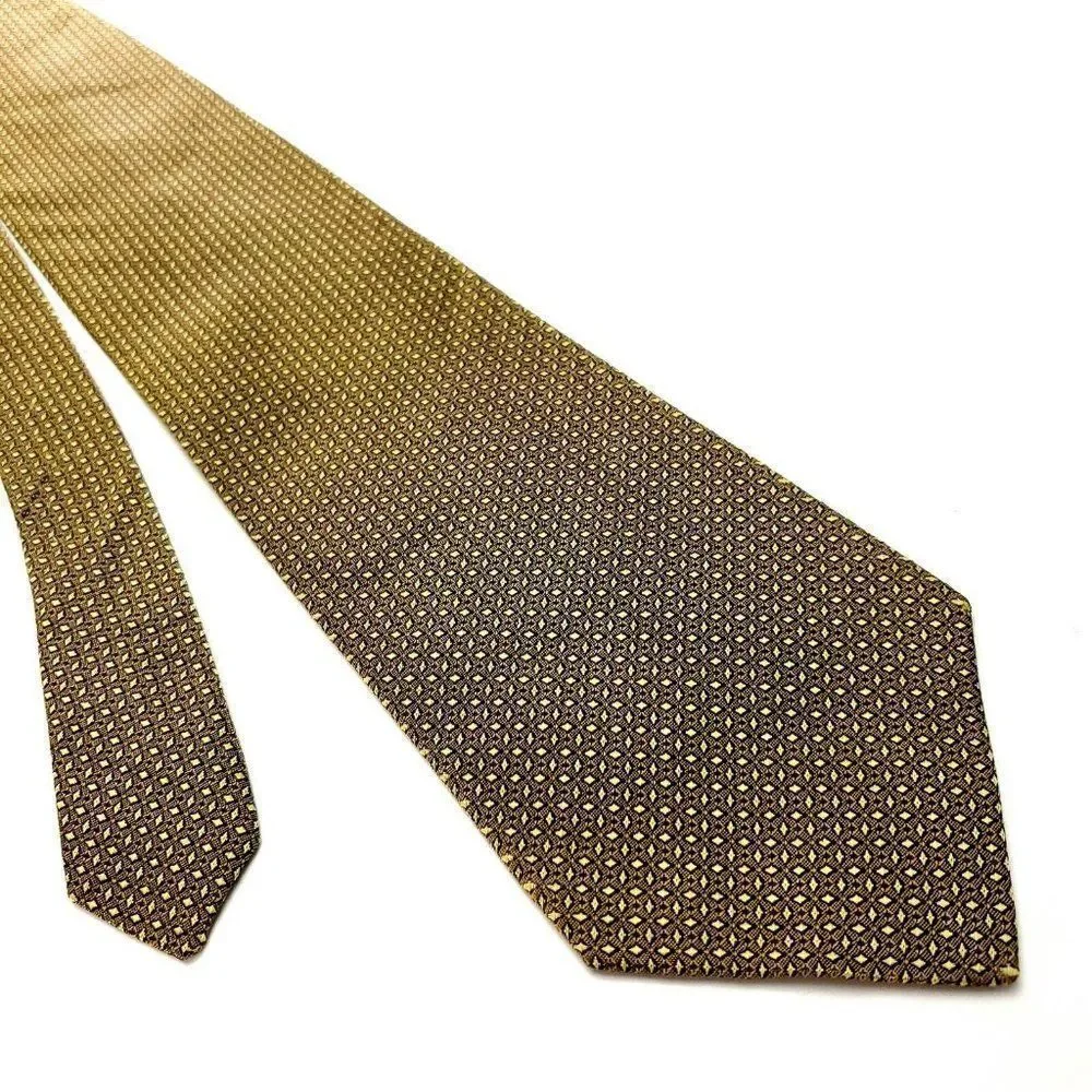 Perry Ellis Portfolio Beige & Brown‎ Silk Tie Woven Short Wide Grenade