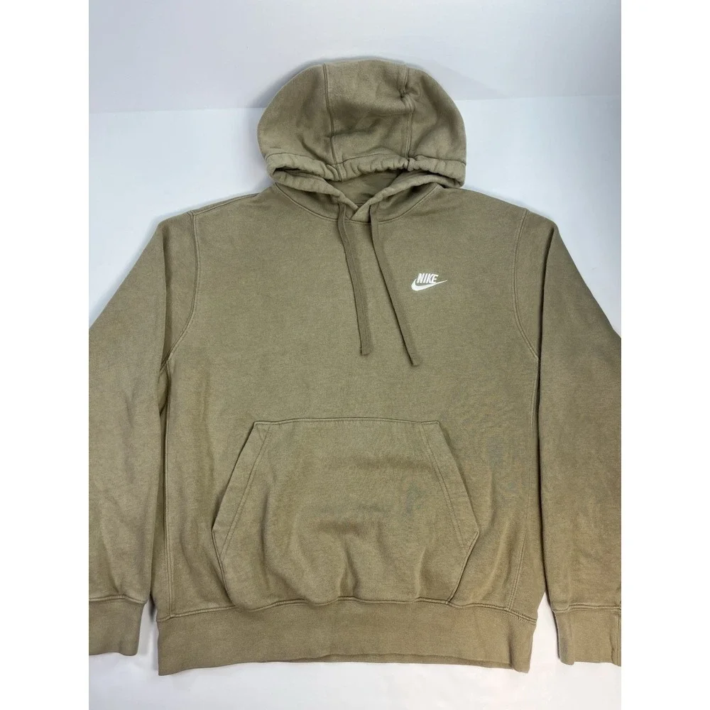 NIKE Sportswear Club Fleece Men's Medium Beige Pullover Hoodie BV2654-247