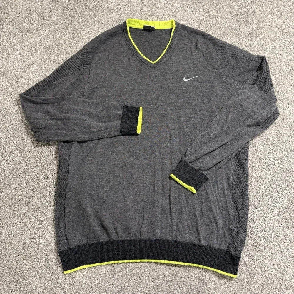 Nike Golf Green Bay Packers Sweater Mens Sz XXL‎ Grey V-Neck Wool Blend Pullover