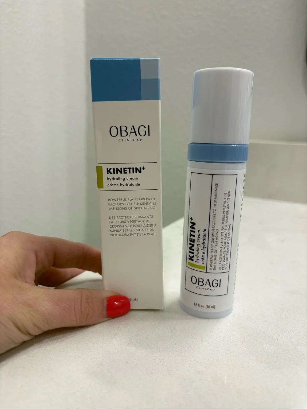 Obagi Kinetin+ Hydrating Cream – White with Blue Accents and Green Label