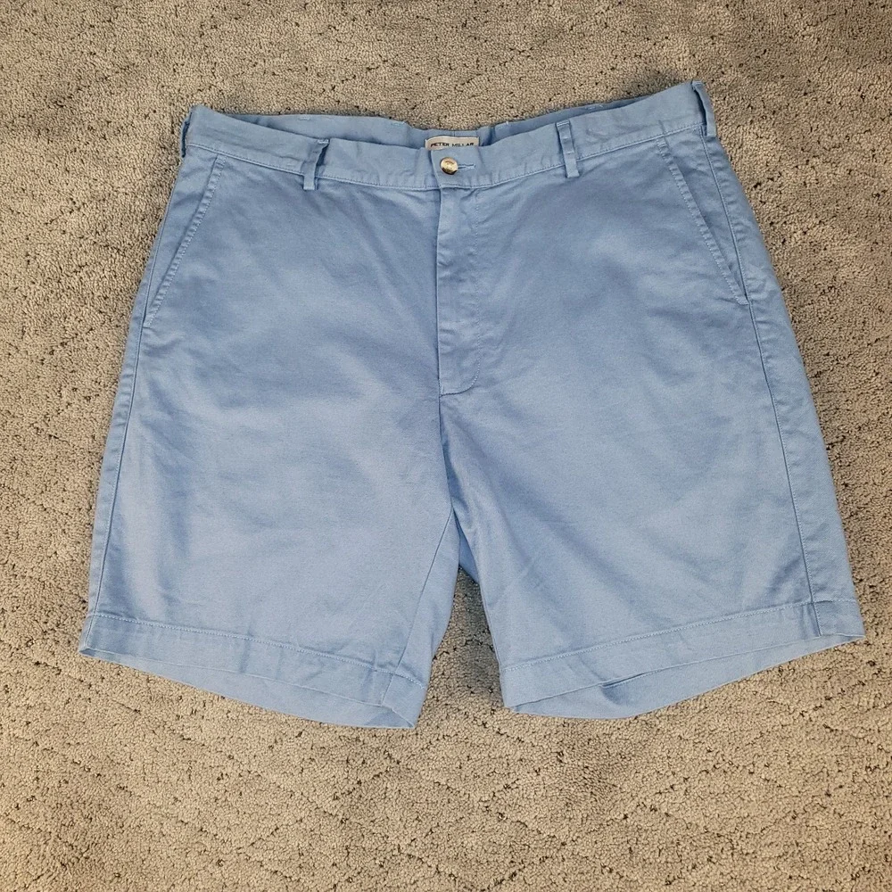 Peter Millar Shorts Mens 36 Blue Crown Pilot Twill Chino Pima Cotton Golf Casual