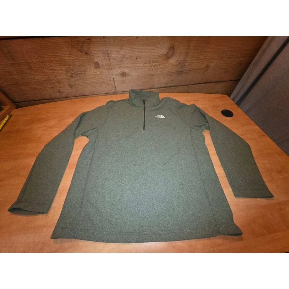 The North Face Gordon Lyons Quarter Zip Fleece Pullover Mens L Heathered Green