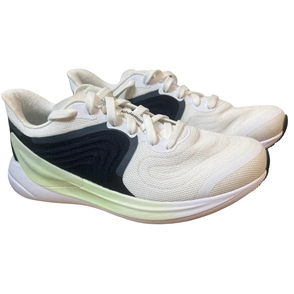 Lululemon Blissfeel 2 Running Shoes White Black Green Women Size 10 LW9EPYS