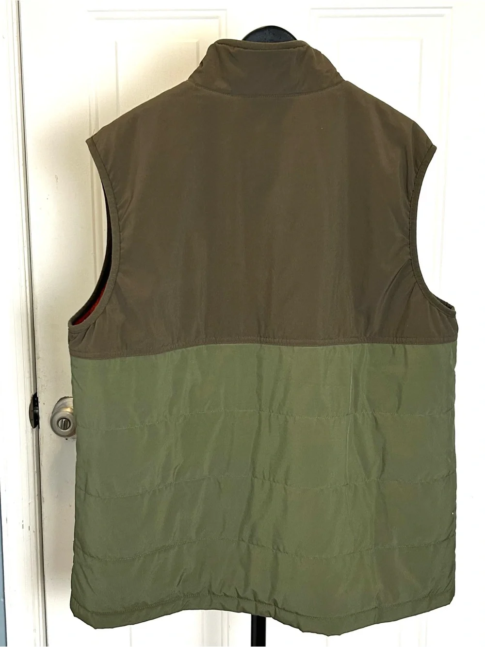LL Bean Mens L Mountain Classic Vest Brown Olive Full Zip Grid Lined Insulated