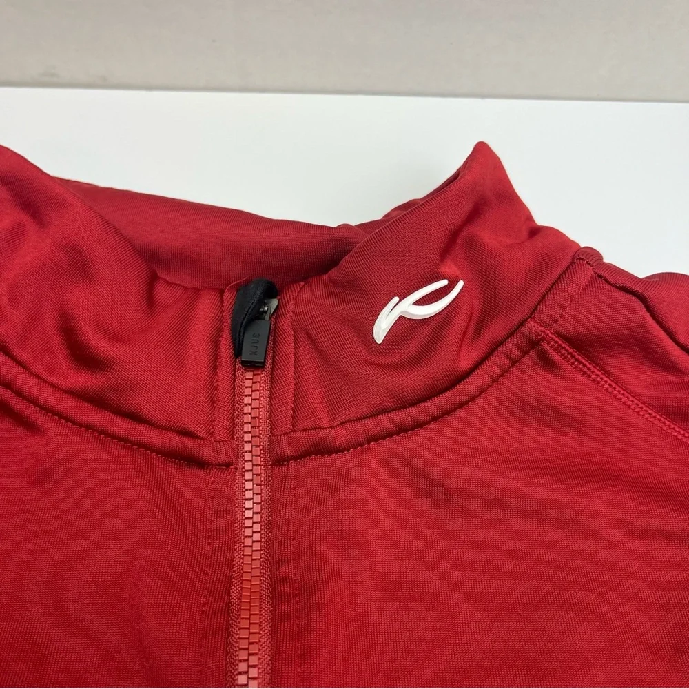 KJUS Men Diamond Fleece Half Zip Red Burgundy Pullover SZ Large Stretch Athletic