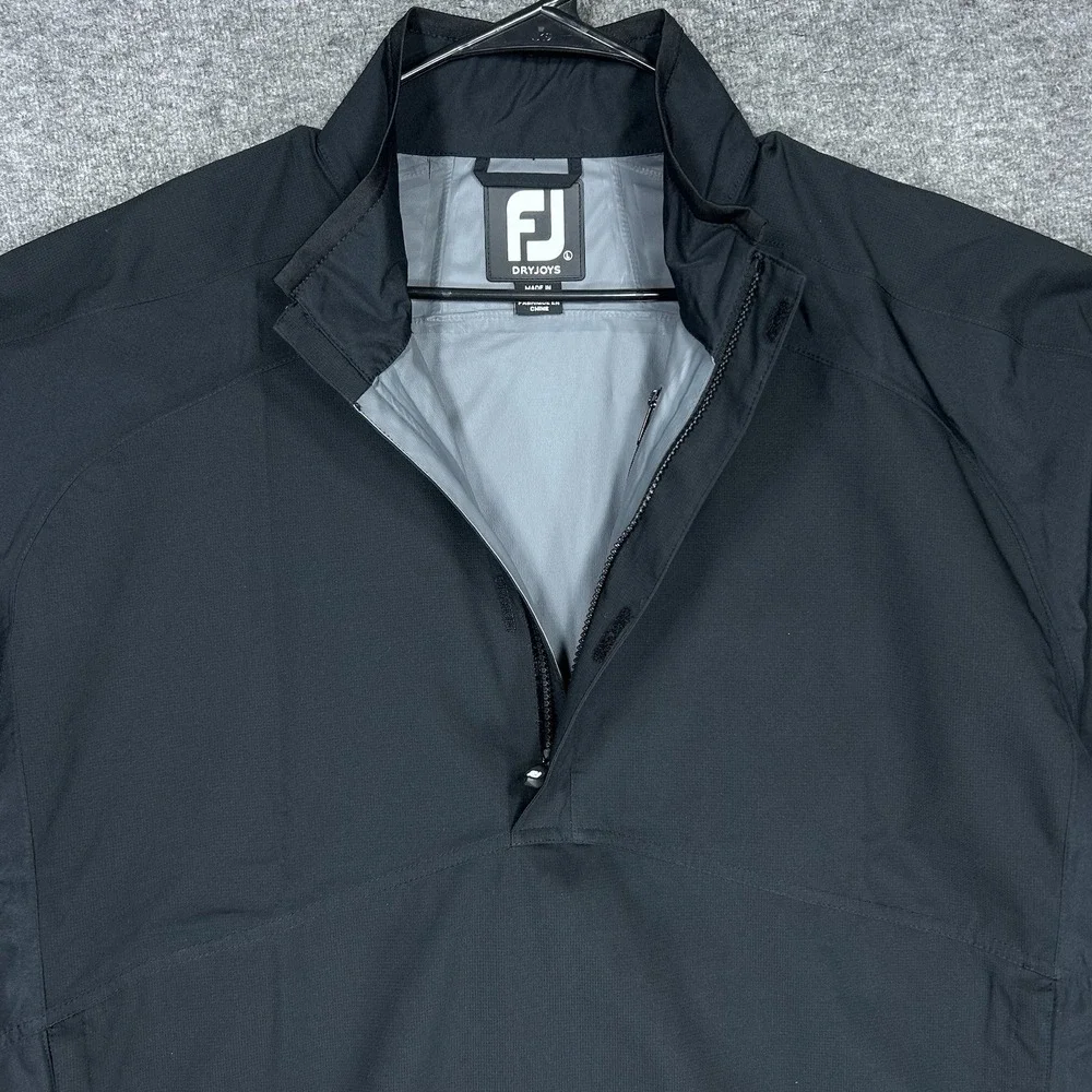 FootJoy DryJoys Jacket Mens Large Black HydroLite Short Sleeve Rain Pullover