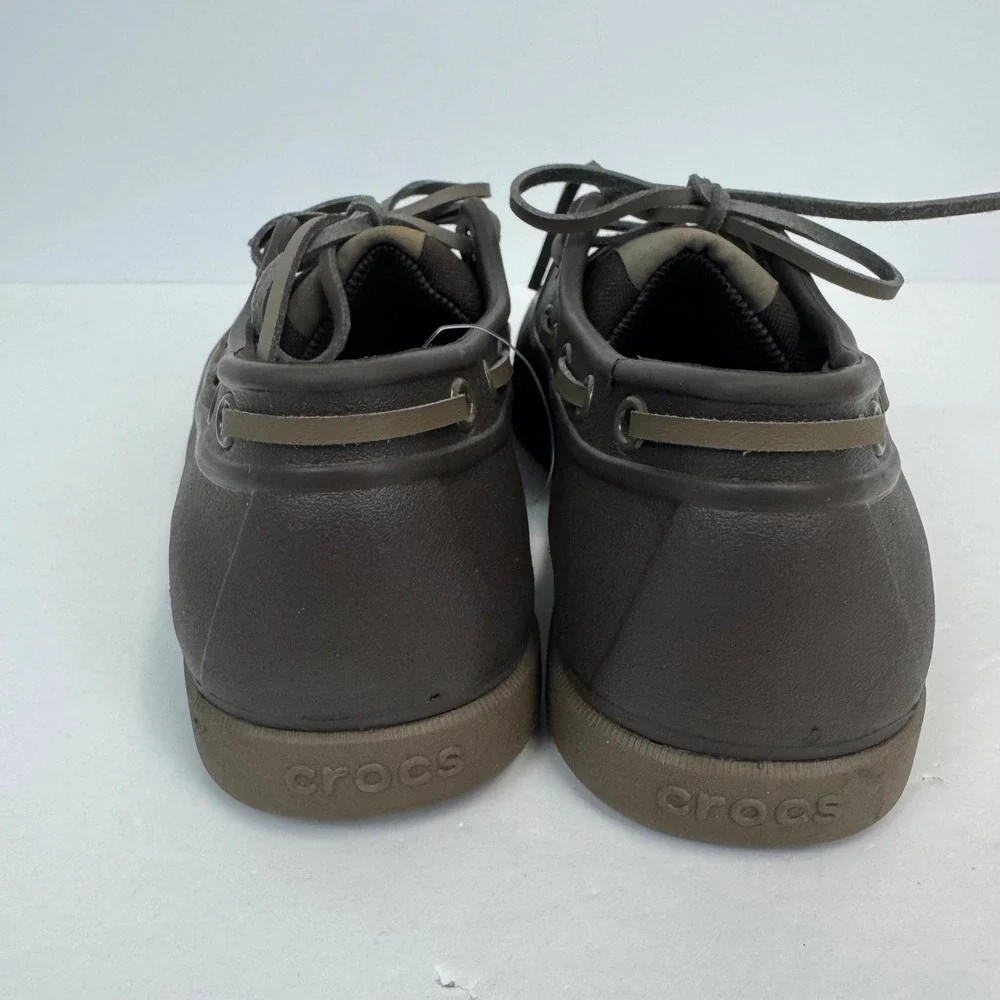 Crocs‎ Mens LiteRide Boat Shoes Espresso Brown Khaki Water Friendly Loafers Sz 7
