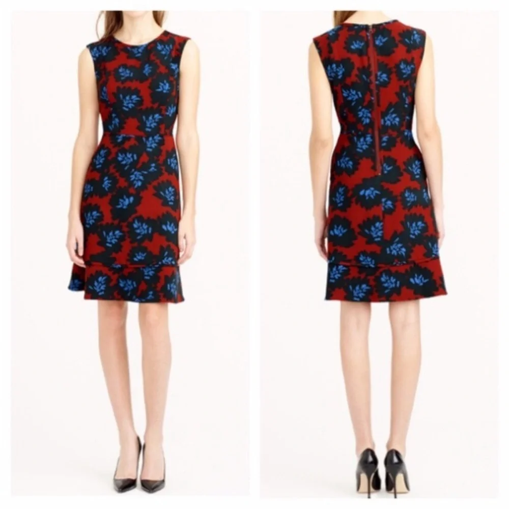 J.Crew Red and Blue Patterned Dress
