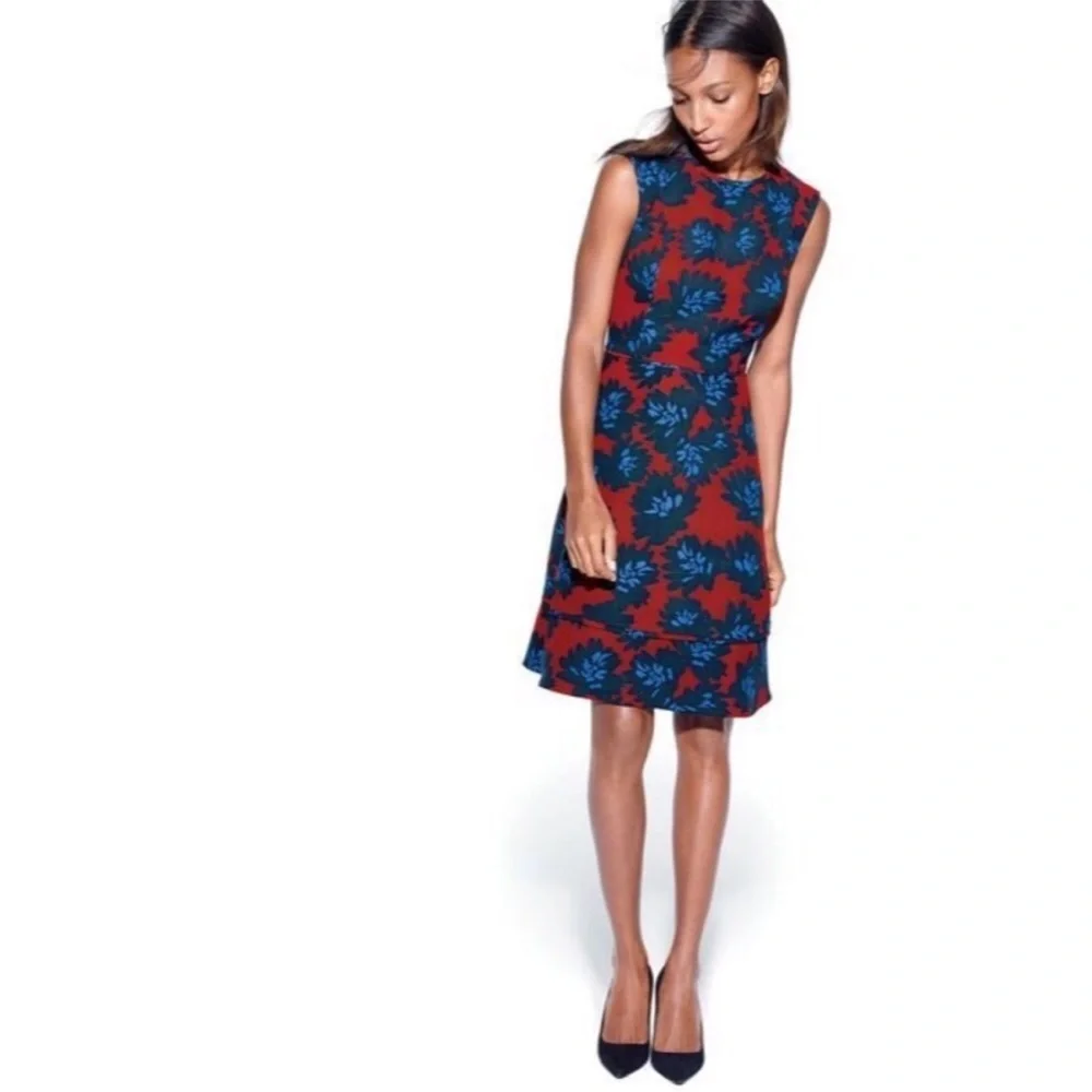 J.Crew Red and Blue Patterned Dress