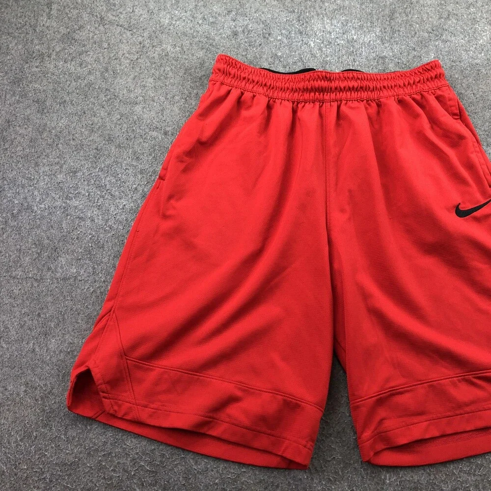Nike Shorts Mens Large Red Dri-FIT Mesh 12 Inch Basketball Gym Pockets