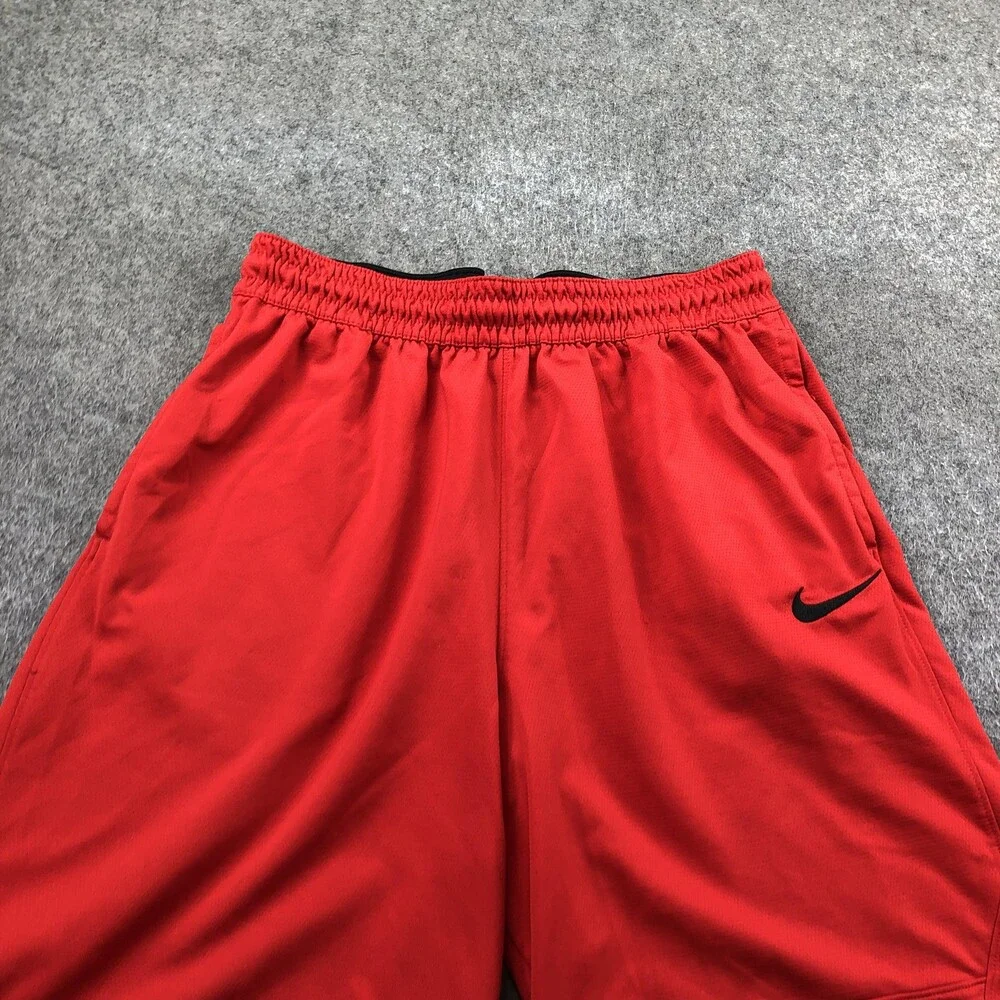 Nike Shorts Mens Large Red Dri-FIT Mesh 12 Inch Basketball Gym Pockets