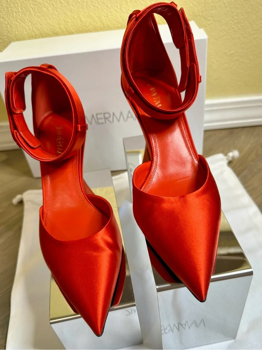 EUC Zimmermann Surf Satin Pumps in Ruby