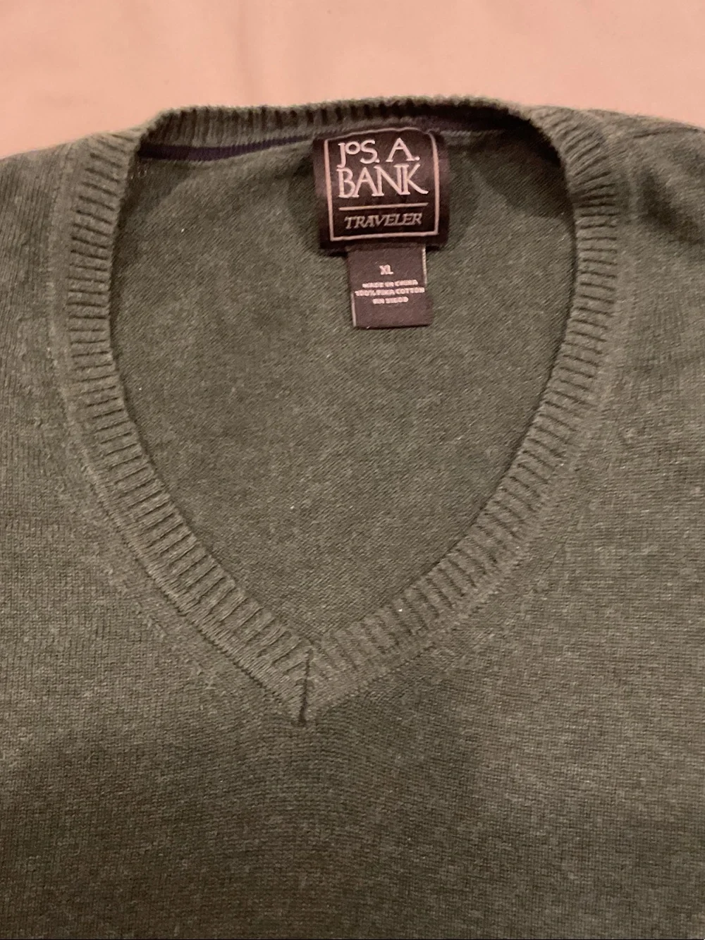 Jos. A. Bank Traveler V-Neck Sweater in Green