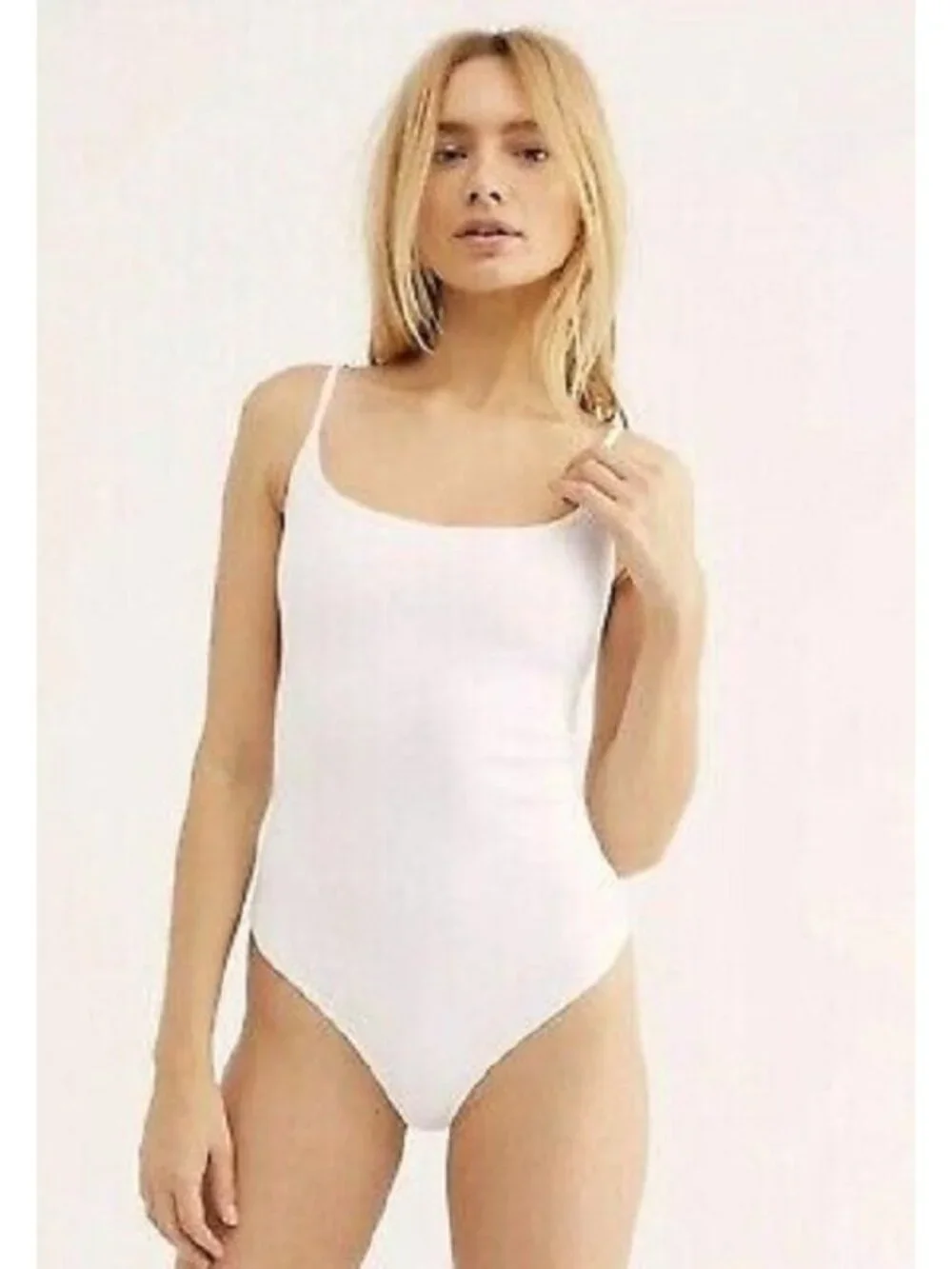 Intimately Free People Small White Strappy Back Thong Bodysuit NEW No Tags
