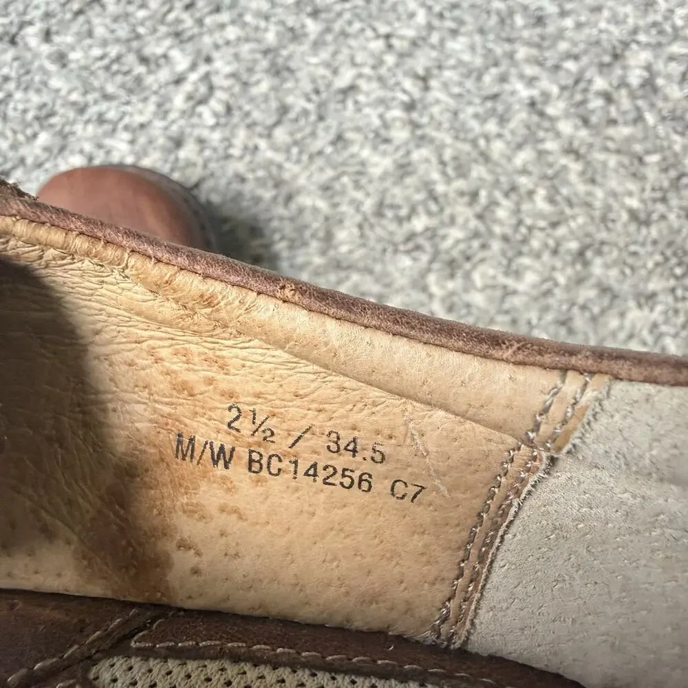 Born Girls Brown Leather Mary Jane Shoes Sz 2.5 Adjustable Buckle Strap Comfort