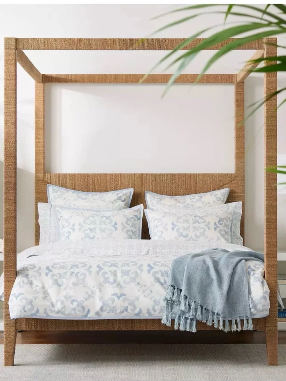 Serena & Lily Wentworth Percale Duvet Cover in Light Blue and White